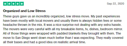 Long distance moving company review