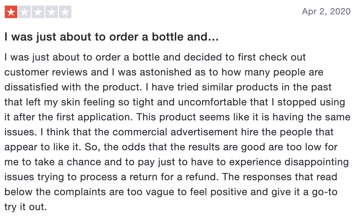 Review of Plexaderm®: I was about to order a bottle and... (1 star)